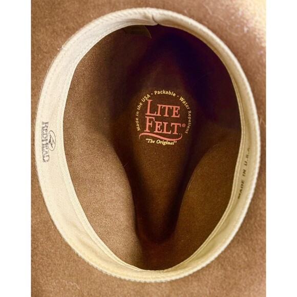 Red Head Brown Wool Hat Crushable Large USA Lite Felt Water Repellent - Picture 6 of 7